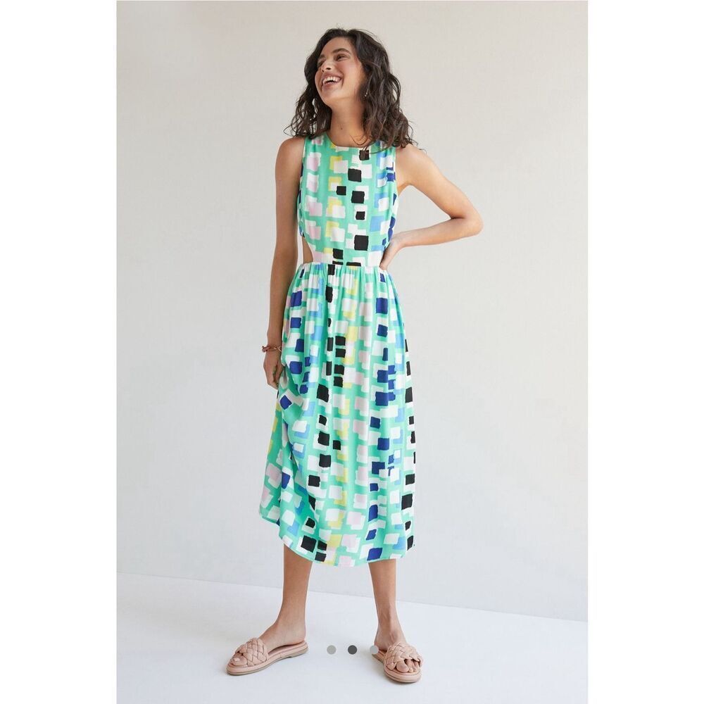 Anthropologie Corey Lynn Calter Abstract Midi Dress Cutout Size M